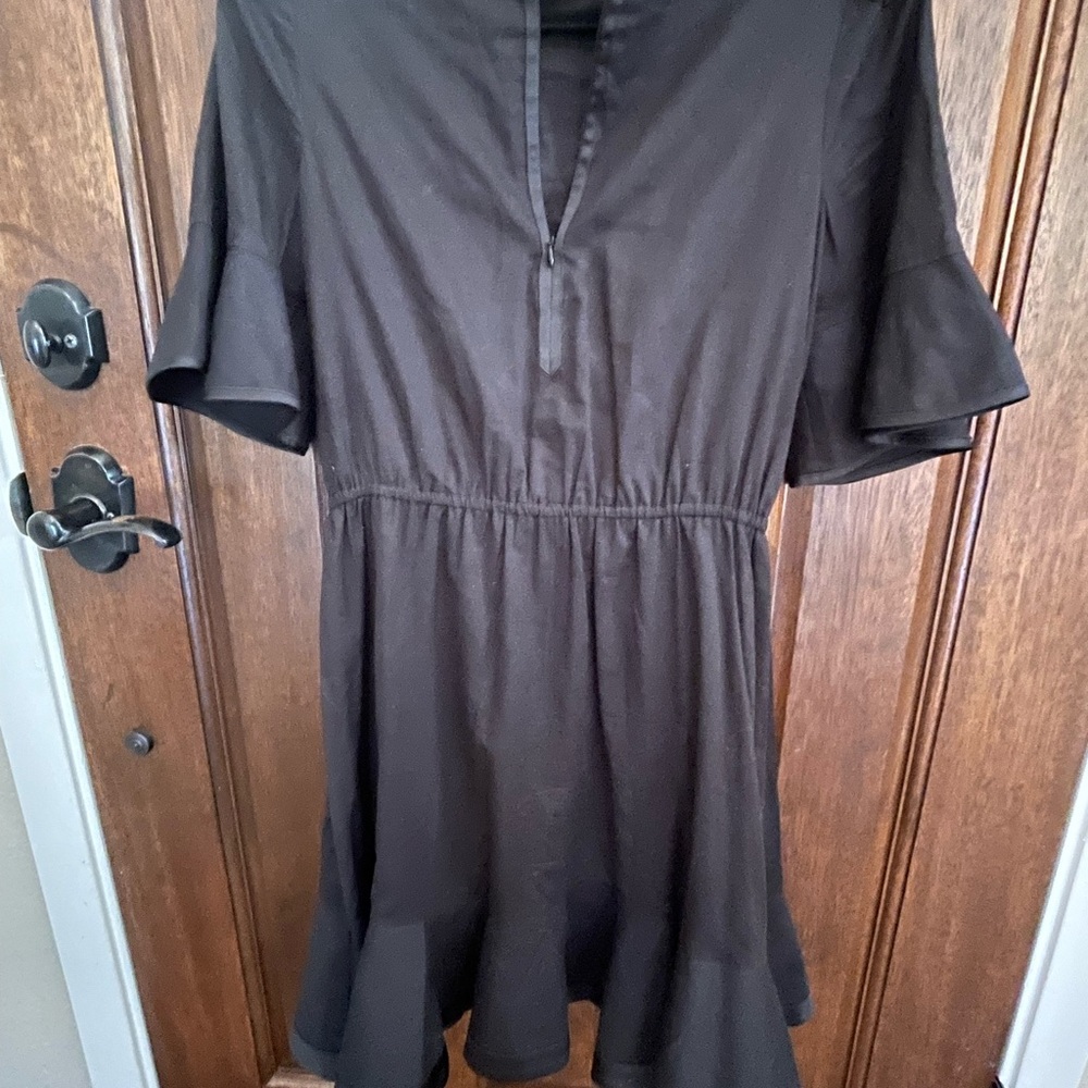 Rebecca Minkoff Frankie Small Black Fit 'n Flare Short Sleeves Ruffle Dress